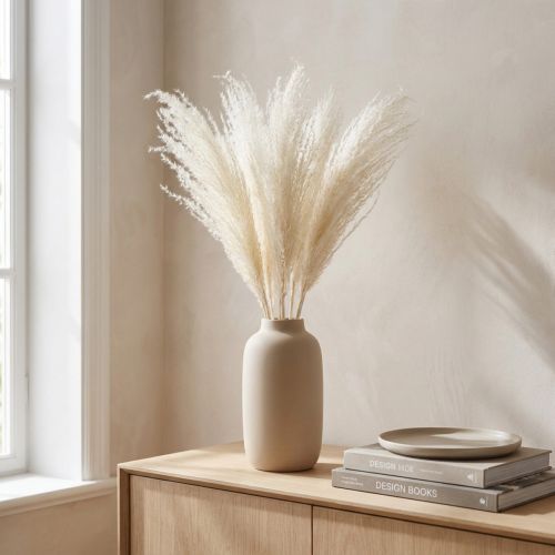 Sušené kvety, strieborná tráva. Elegantná prírodná dekorácia do domácnosti a kancelárie. 70 cm, 10 kusov. | Floristik24.sk