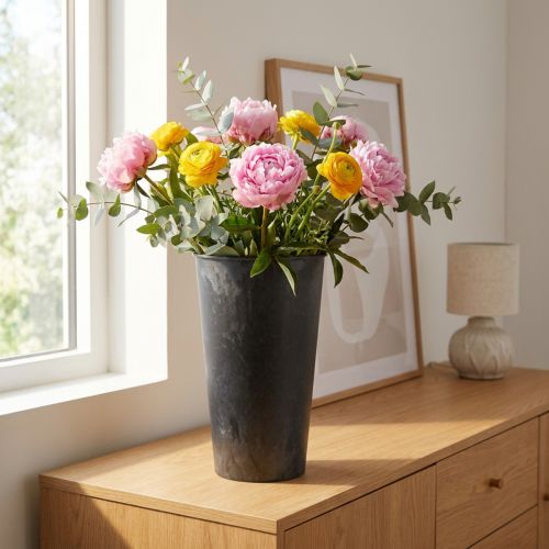 Podlahová váza čierna váza plastová antracitová Ø17,5cm V28cm | Floristik24.sk