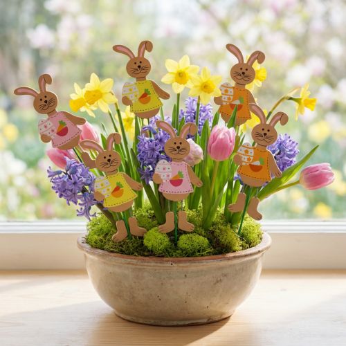 Veľkonočná zástrčka králiky s vajíčkom 12cm L29cm 15 ks | Floristik24.sk