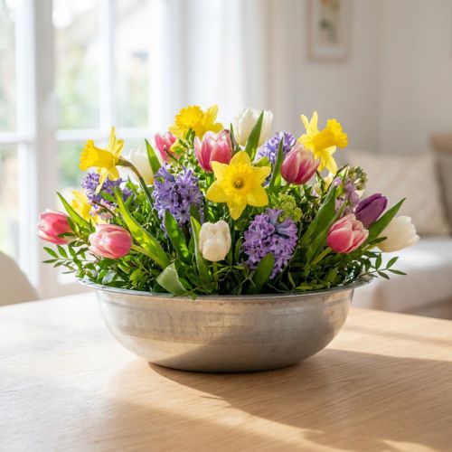 Kovová miska použitá vzhľad miska strieborná kov Ø31,5cm V8cm | Floristik24.sk