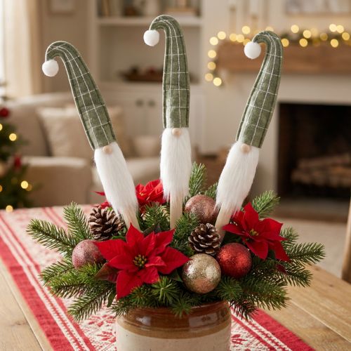 Vianočný trpaslík Santa Claus na paličke zelený 57cm 4 kusy | Floristik24.sk