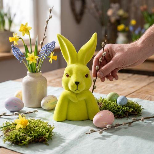 Busta veľkonočného králika Thinking Rabbit – 2. výber – žltozelená 16,5 × 13 × 27 cm | Floristik24.sk