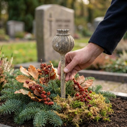 Umelý kameň deko mak starožitný deko hnedý Ø11cm 30cm | Floristik24.sk