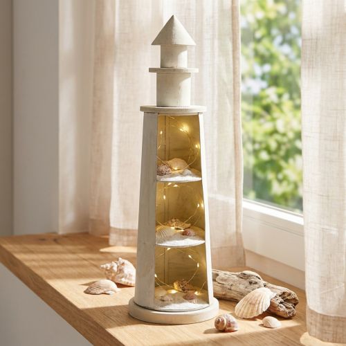 Lighthouse Shabby Chic Cream Maritime Deco Ø13cm H41,5cm | Floristik24.sk