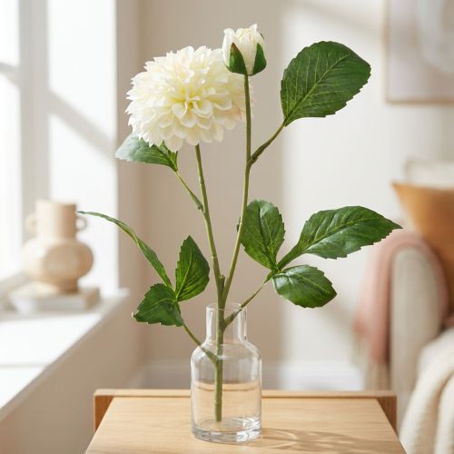 Dahlia umelé kvety krémovo zelené 2 kvety 60cm | Floristik24.sk