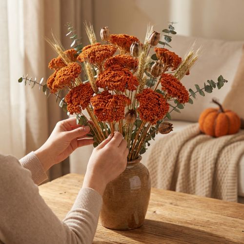 Sušené kvety Achillea Orange, rebríček obyčajný, 45-60 cm, 1 kg | Floristik24.sk