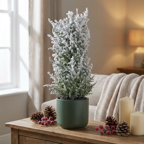 Umelá borievka v kvetináči zasnežená umelá rastlina V47cm | Floristik24.sk