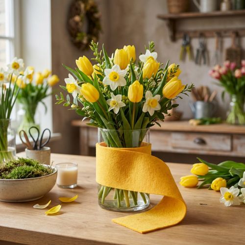 Plstená stuha 15cm x 5m žltá | Floristik24.sk