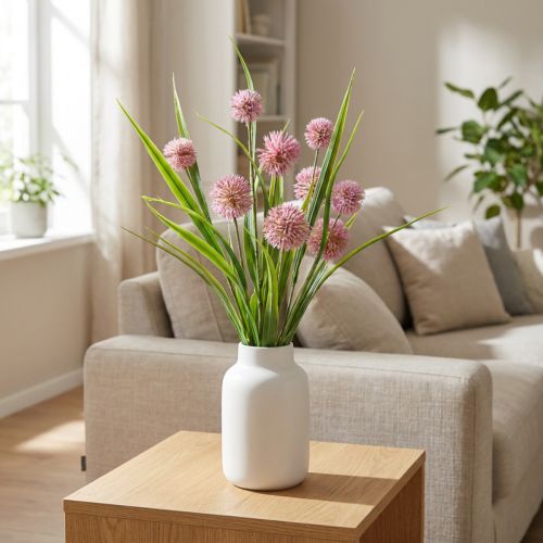 Umelé kvety guľa kvet allium okrasná cibuľa umelá ružová 45cm | Floristik24.sk
