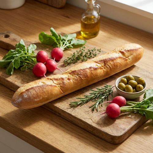 Článok Dekoratívna replika bagety 38 cm - umelé potraviny, imitácia chleba do výkladov a kuchyne