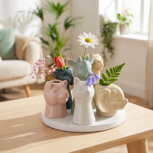 Dekoratívne figúrky zvierat vo váze, ideálne pre hravý dizajn miestnosti, 13 cm | Floristik24.sk