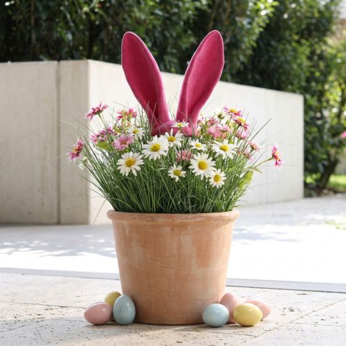 Ozdobné ušká zajačika ružové na veľkonočnú vločkovú paličku V56cm | Floristik24.sk