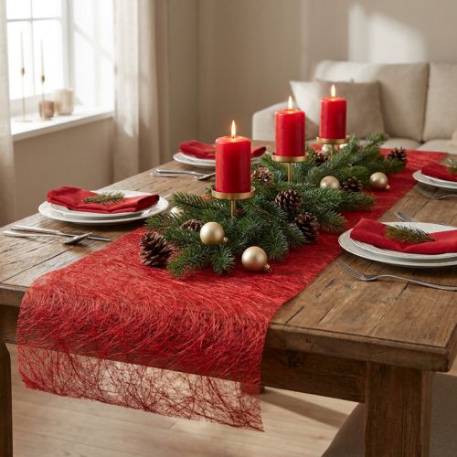 Článok Deco fleece behúň na stôl Sizoweb červený 30cm 5m