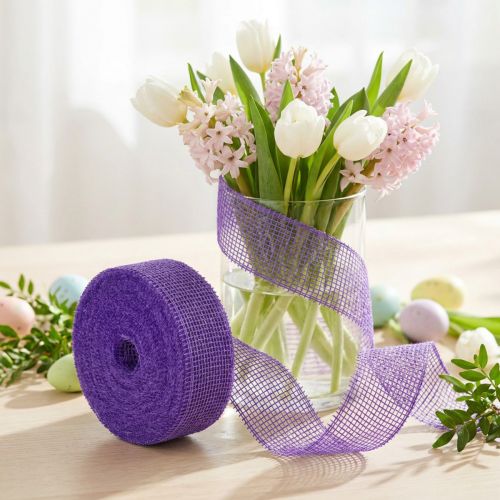Fialová jutová stuha, šírka 5 cm, dĺžka 40 m | Floristik24.sk