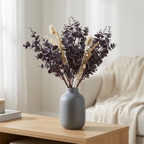 Článok Umelé eukalyptové ozdobné konáriky Eukalyptus fialová 38cm 3ks