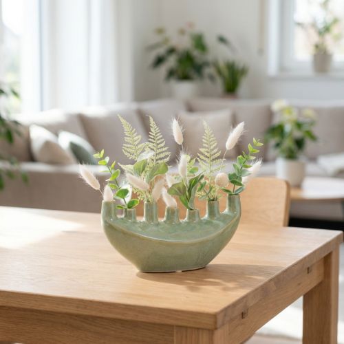 Dekoratívna váza Lodička Keramická váza Svetlozelená 23×8,5×11cm | Floristik24.sk