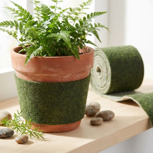 Článok Plsťová stuha Franzi črepníková stuha vlnená plsť tmavozelená 15cm 4m