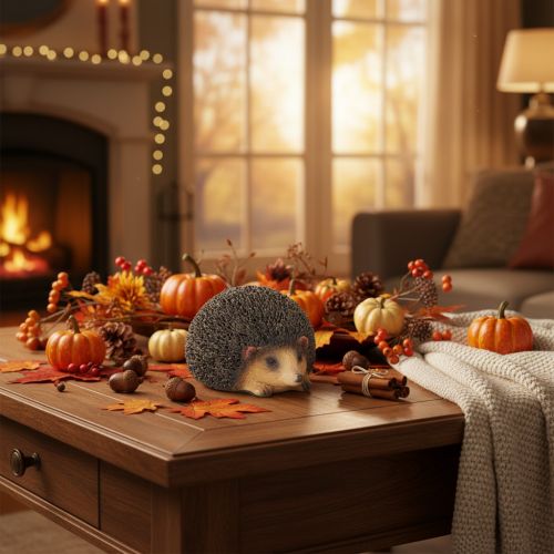 Článok Dekoratívna figúrka ježka, malá stolová dekorácia na jeseň, 8 cm