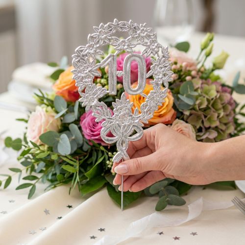 Výročie číslo 10 strieborné Ø8cm 10ks | Floristik24.sk