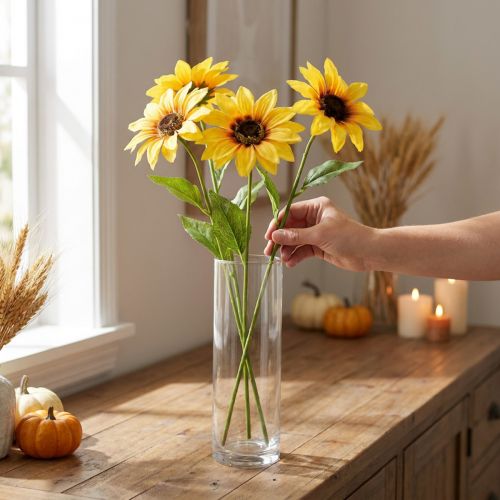 Umelé slnečnice ozdobné kvety žlté 79cm 3ks | Floristik24.sk