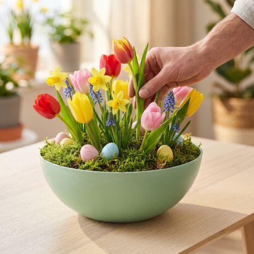 Dekoračná miska zelená pastel plastová stolová dekorácia pružina Ø20cm | Floristik24.sk