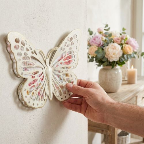 Dekorácia na stenu kovová dekorácia motýľ vidiecky štýl Š29,5cm | Floristik24.sk
