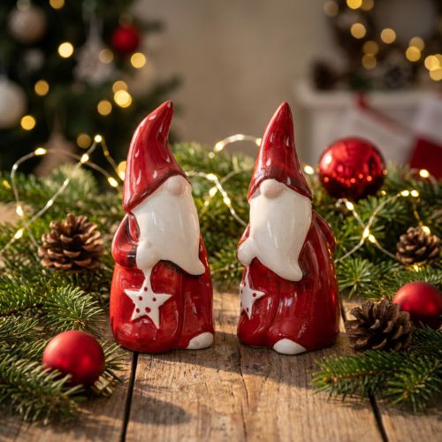 Figúrka Mikuláša Mikuláš červená, biela keramická V13,5cm 2ks | Floristik24.sk