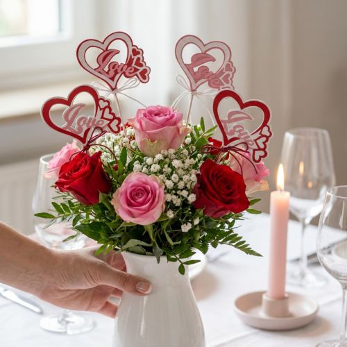 Kvetinová zátka dekoratívna zátka "Love" Valentín 25,5 cm 16 ks | Floristik24.sk
