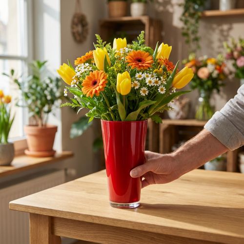 Článok Váza “Fizzy” Ø13,5cm V20cm červená 1 ks