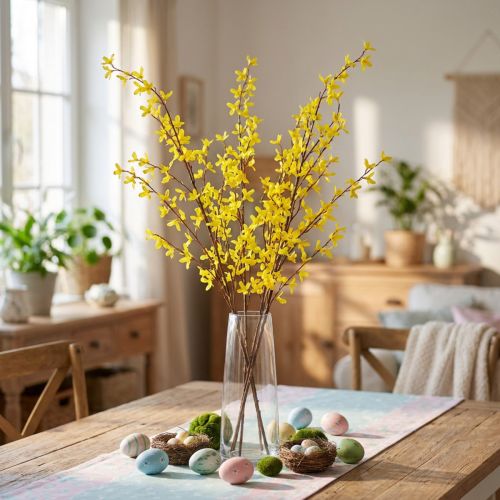 Umelé dekoratívne konáre forsythie na Veľkú noc žlté 138 cm | Floristik24.sk