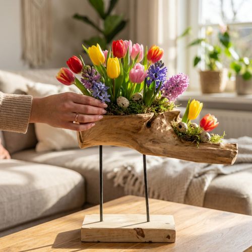 Koreňová miska na stojane nature V38cm | Floristik24.sk