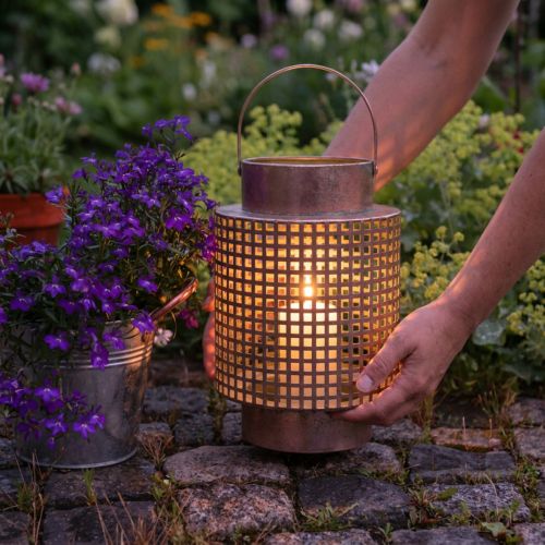 Ozdobný lampáš kovový s ružičkou Ø18cm V29cm | Floristik24.sk