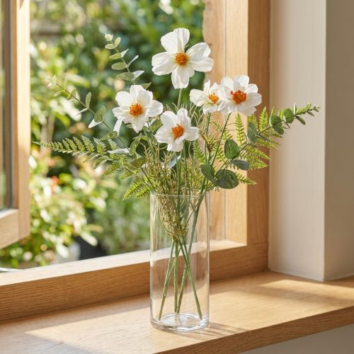 Umelé kvety Cosmea biele hodvábne kvety V51cm 3 ks | Floristik24.sk