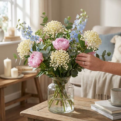 Púčik hortenzie konárik 55cm krém 6ks | Floristik24.sk