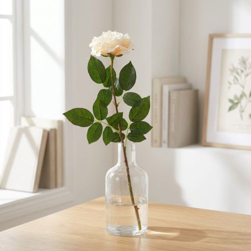 Krémovo biela marhuľová ruža, hodvábny kvet, umelé ruže L72cm Ø12cm | Floristik24.sk