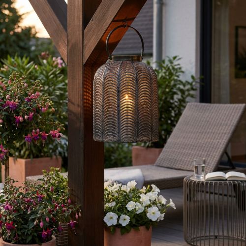 Ozdobná lampášik lampášik závesná kovová dekorácia Ø25,5cm V43cm | Floristik24.sk