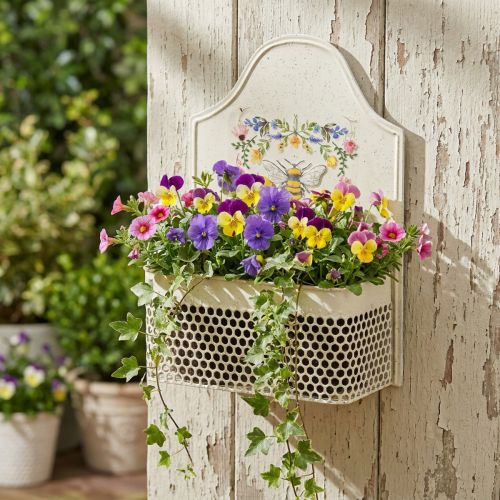 Článok Závesný kvetináč kovový včelí krémovej farby D29cm