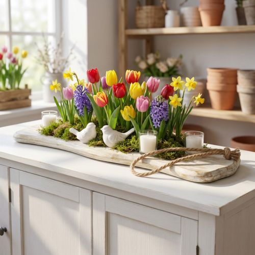 Článok Drevený podnos, podnos so šnúrkou, prírodné drevo umývaná biela, shabby chic L60cm