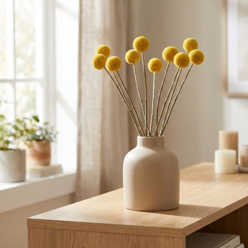 Sušené kvety Craspedia, žlté, 70 cm, dekoratívne, 10 kusov | Floristik24.sk