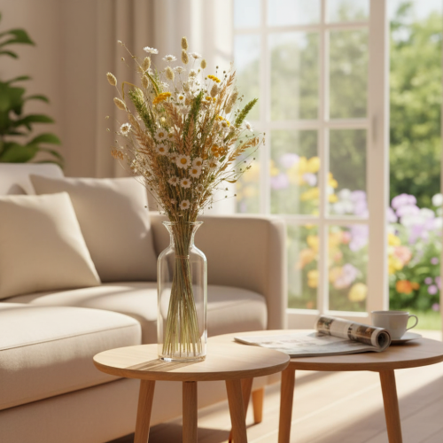 položky Kytica sušených kvetov, elegantná kytica sušených kvetov do obývačky, 50 cm