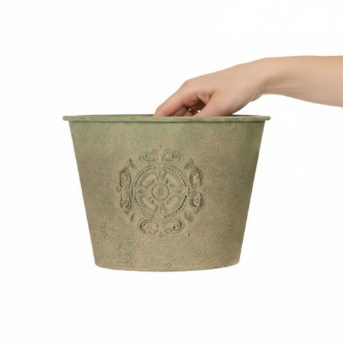 položky Kovový kvetináč, zelený, vintage, Ø22 cm – 13,5 cm, sada 3 kusov