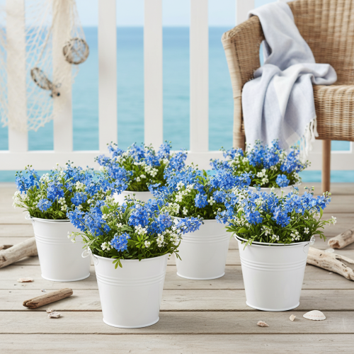 Biele plechové vedrá Ø14cm V12cm 6 ks | Floristik24.sk