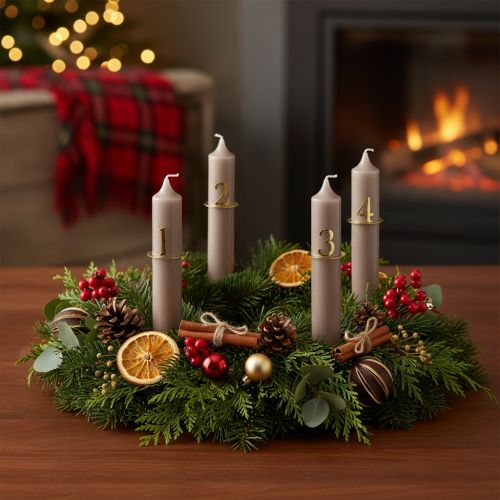 Sada krúžkov na sviečky s číslicami na adventný veniec 3 cm, 4 ks | Floristik24.sk