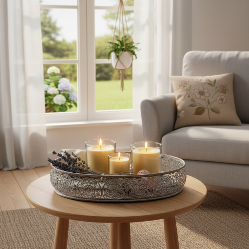 položky Dekoratívna kovová miska, sivý vzor, oválna, D36 cm/33,5 cm, sada 2 kusov