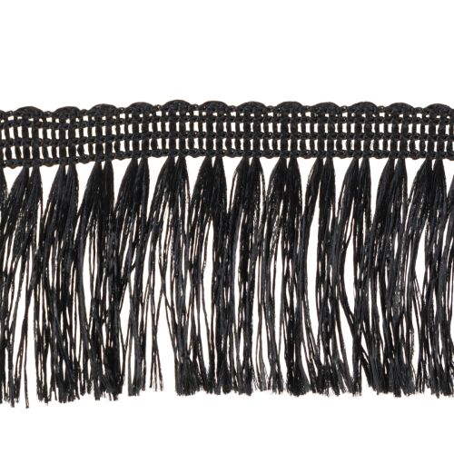 Čierna strapcová stuha 4 cm, kordónový lem, ozdobný lurex so strapcami 25 m