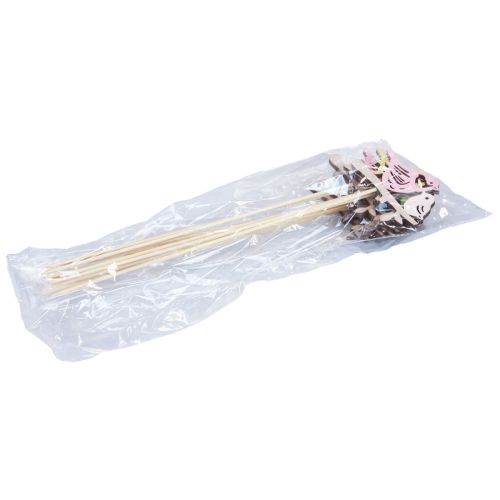 položky Jarná dekorácia Kvetinová zátka Drevená dekorácia vtáčik 7×10cm 12 ks