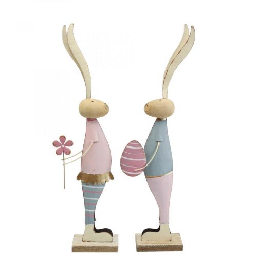Jarná dekorácia zajace z kovu pár zajačikov V39cm