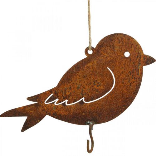 položky Dekoračný vtáčik, vešiak na jedlo, kovová dekorácia patina 19×13,5cm