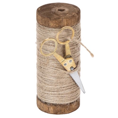 Floristik24 Cievka priadze s ozdobnými nožnicami Ø6,5 cm V15 cm 2 ks Vintage štýl