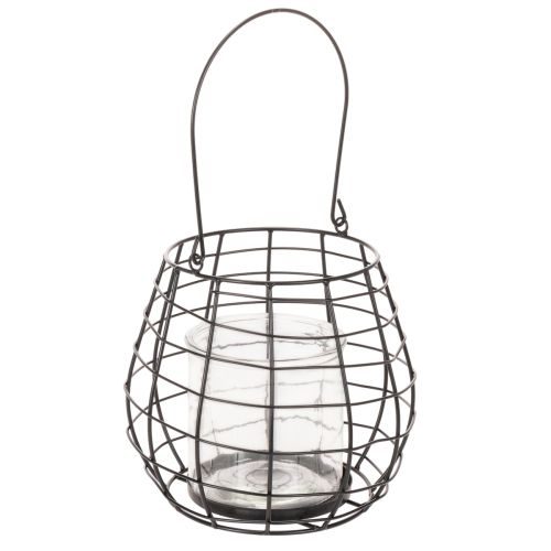 Záhradný lampáš so skleneným svietnikom, čierny, Ø20cm, V18,5cm kúpiť | Floristik24.sk